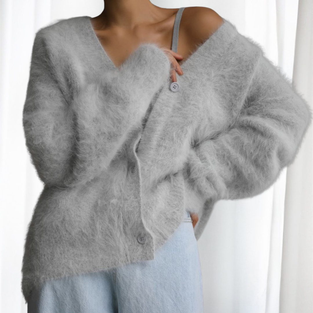 VYOMI™ - Comfy Button Front Drop Shoulder Cardigan