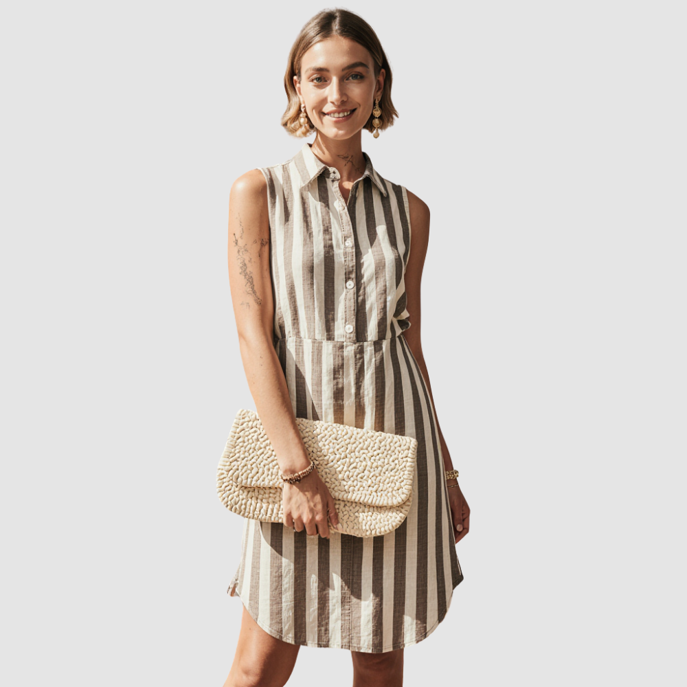 Luvre-Dublin| Elegant striped shirt dress