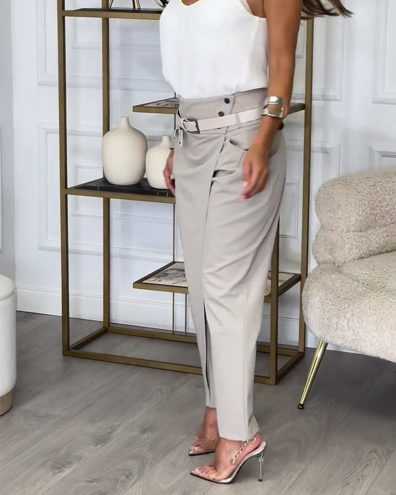 Cora - Patchwork Trousers With Belt