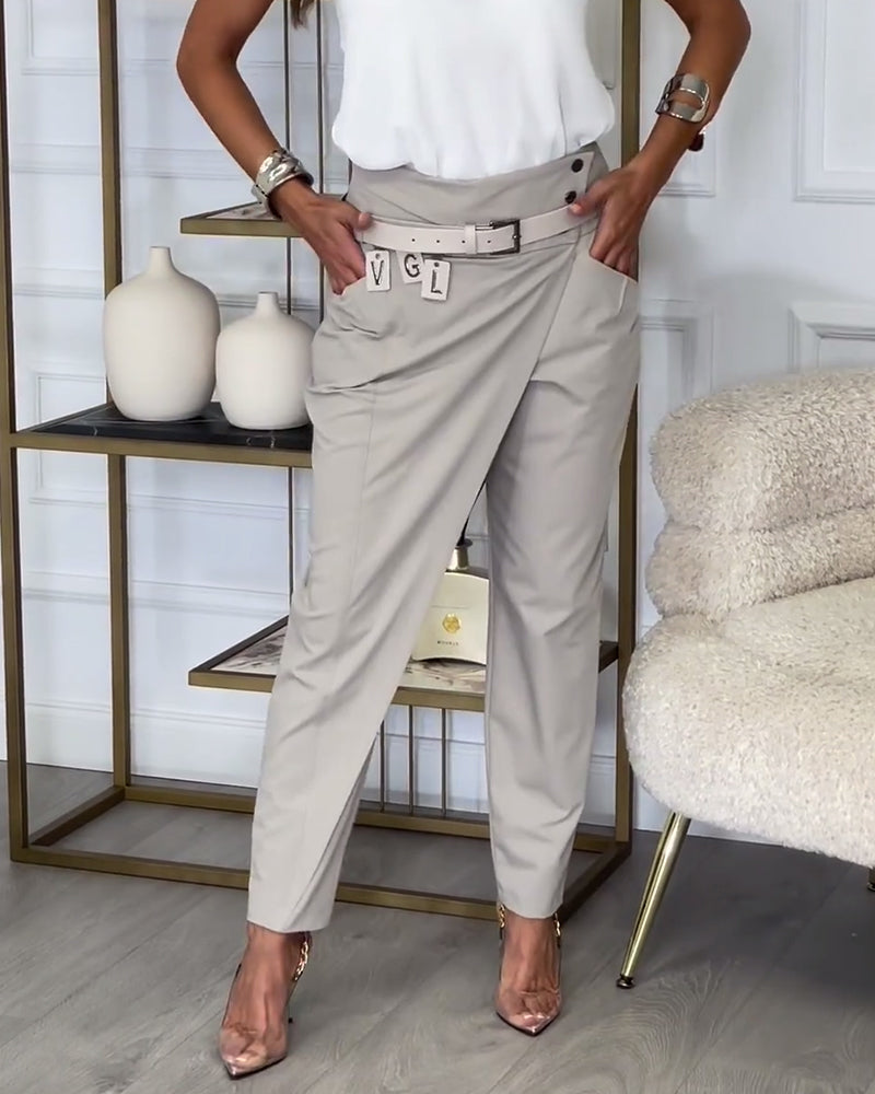 Cora - Patchwork Trousers With Belt