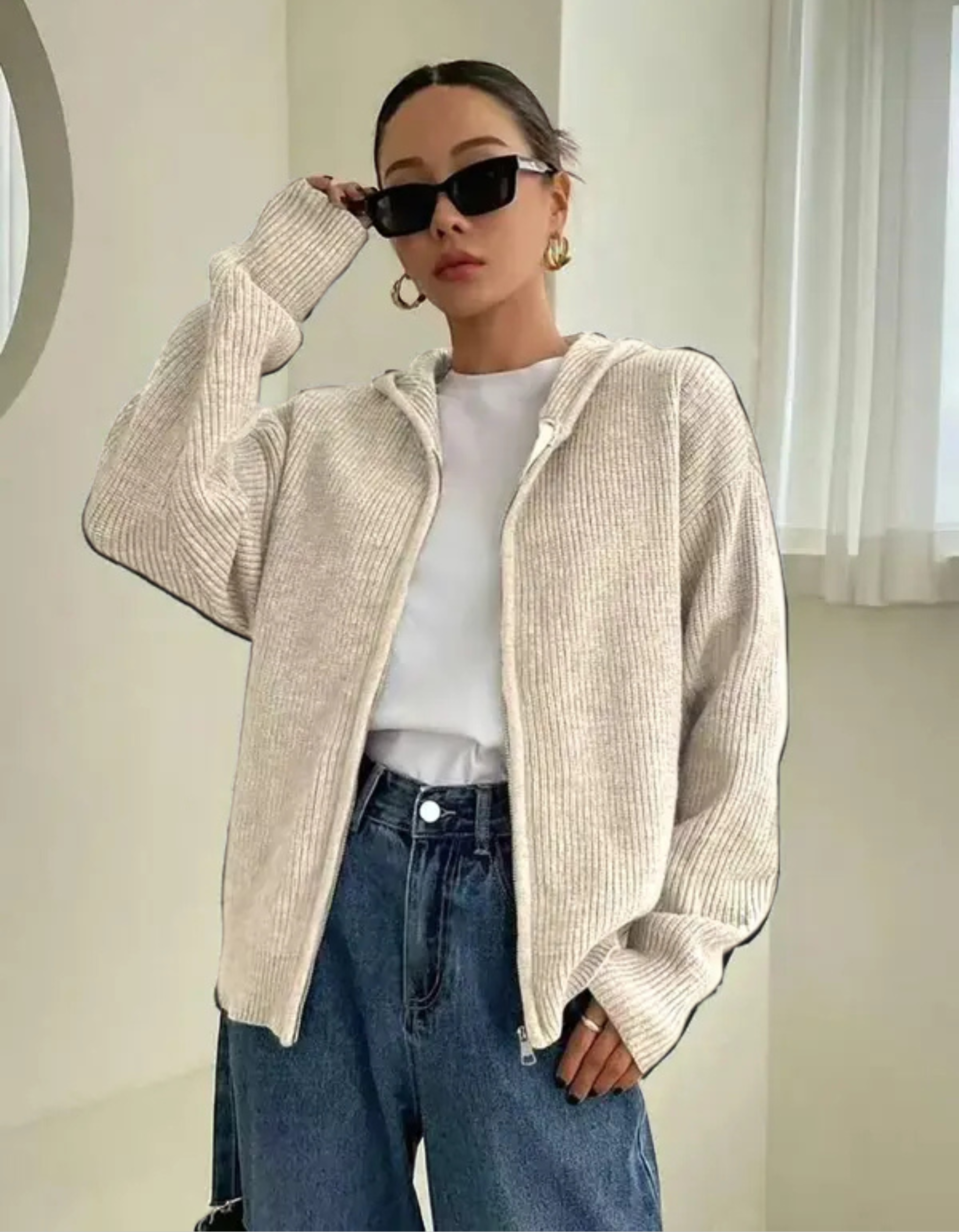 LARALI™ - Casual Zip-Up Hooded Long Sleeve Cardigan