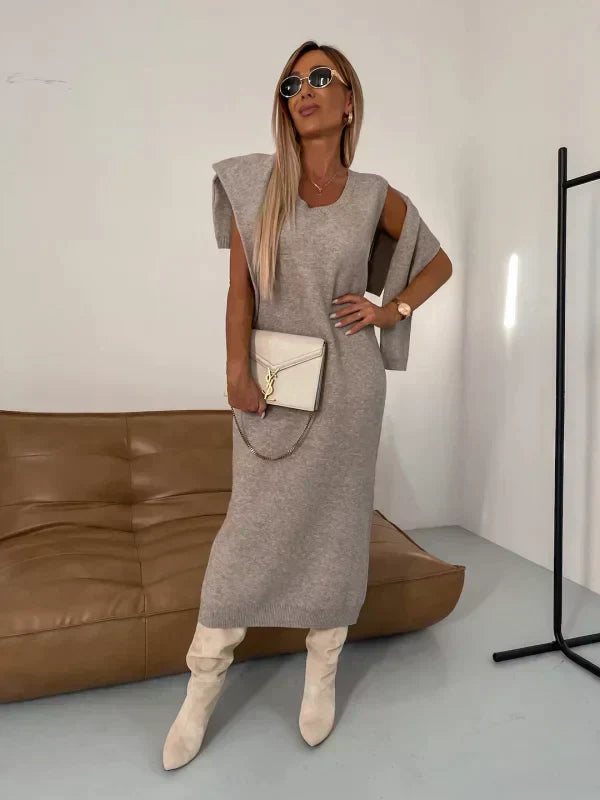 MALIN - COMFORTABLE KNITTED POLO DRESS SET