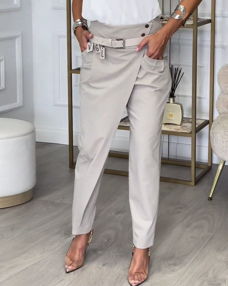 Cora - Patchwork Trousers With Belt