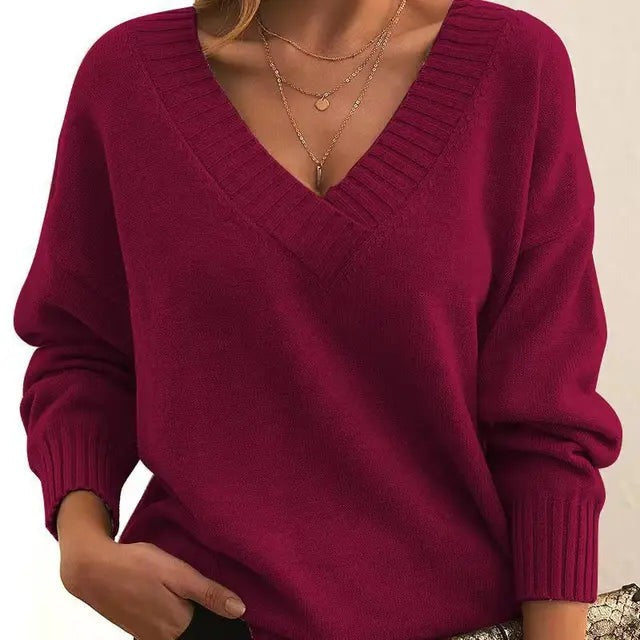 Mordane – Elegant Long-Sleeve V-Neck Sweater