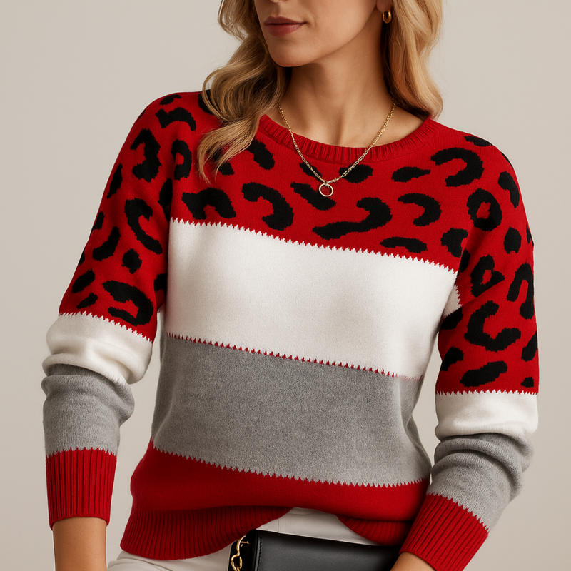 Diletta – Eleganter Pullover Mit Leopardenmuster