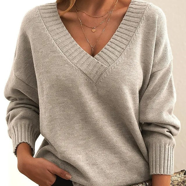 Mordane – Elegant Long-Sleeve V-Neck Sweater