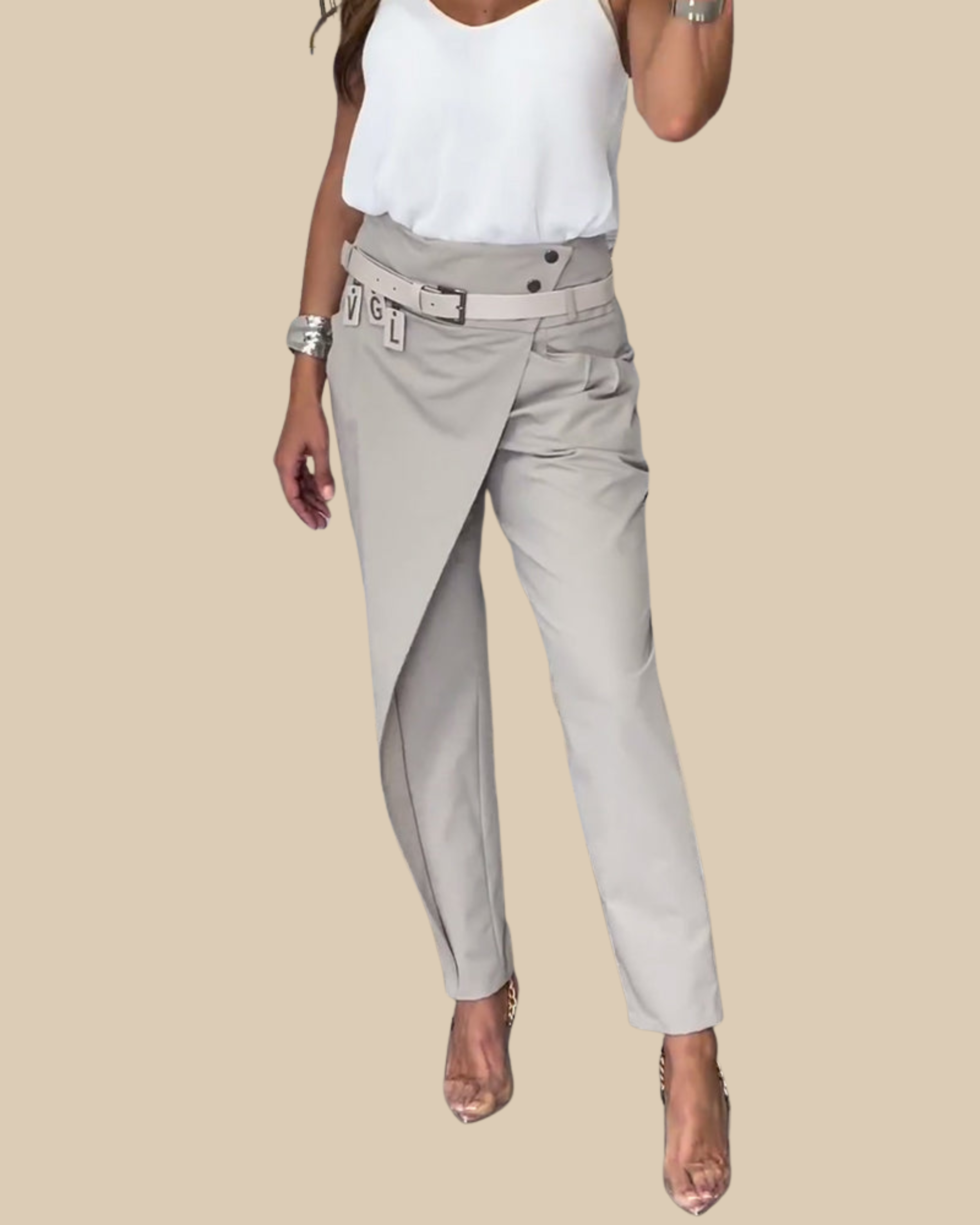Cora - Patchwork Trousers With Belt