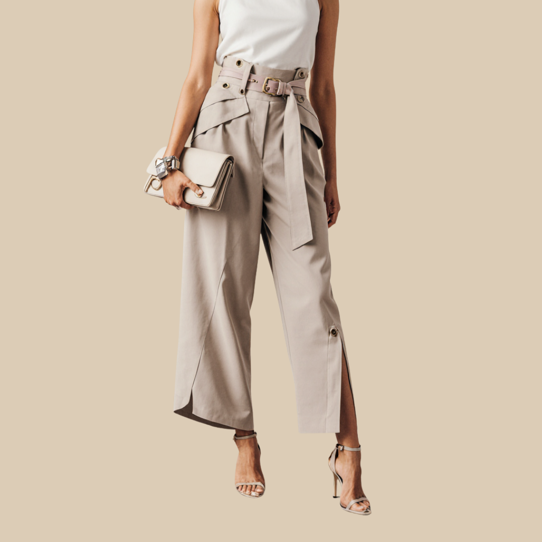 Cora - Patchwork Trousers With Belt