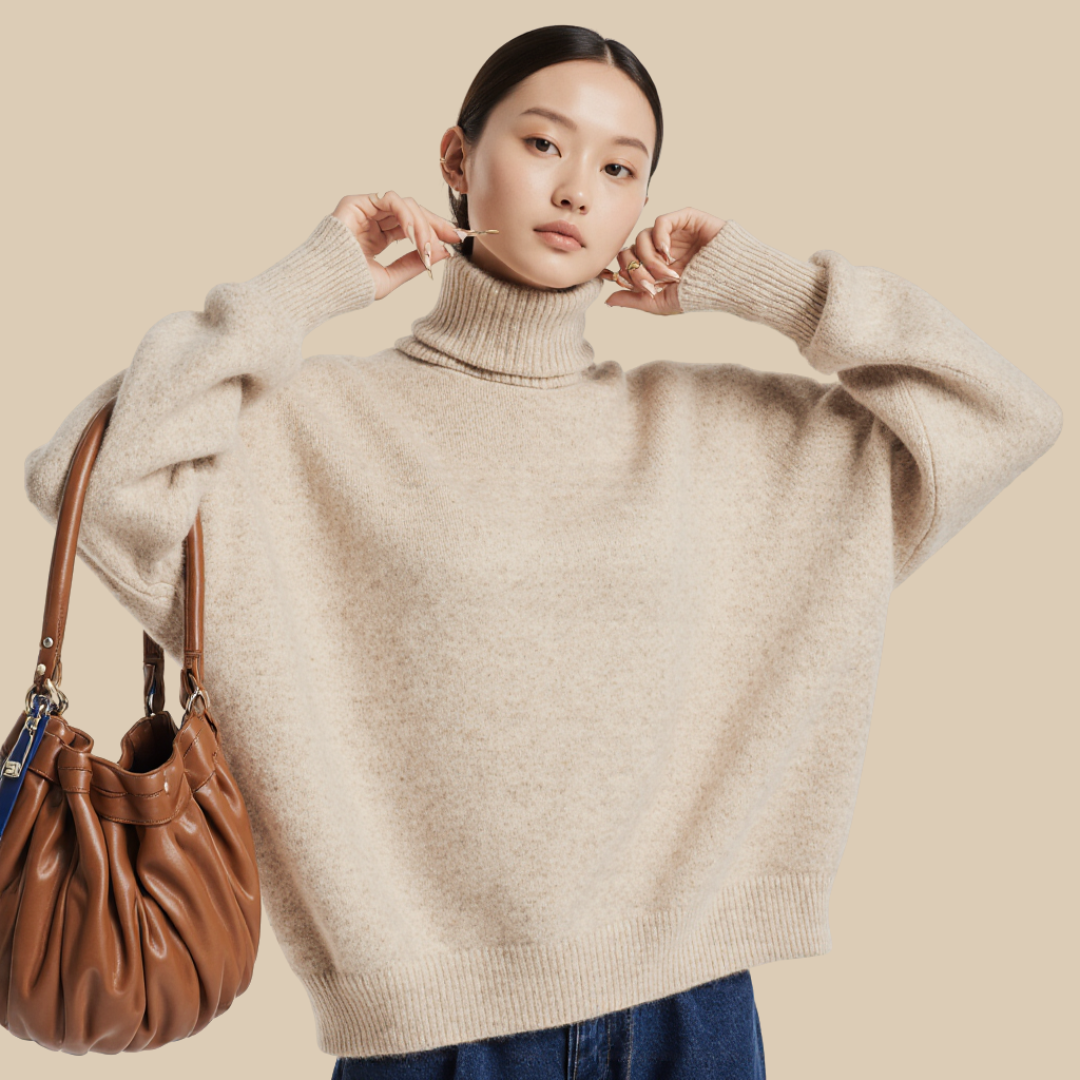 Collaria – Elegant High Collar Sweater