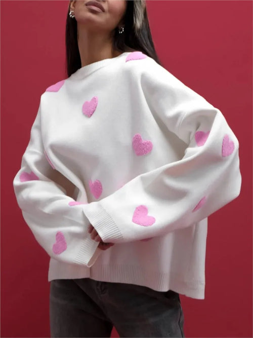 ALVINA - CUTE HEARTS COSY SWEATER
