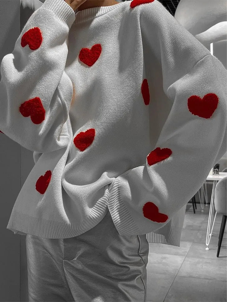 ALVINA - CUTE HEARTS COSY SWEATER