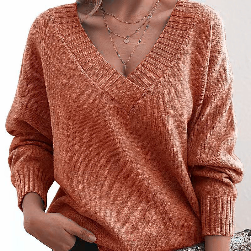 Mordane – Elegant Long-Sleeve V-Neck Sweater