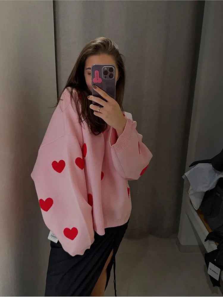 ALVINA - CUTE HEARTS COSY SWEATER