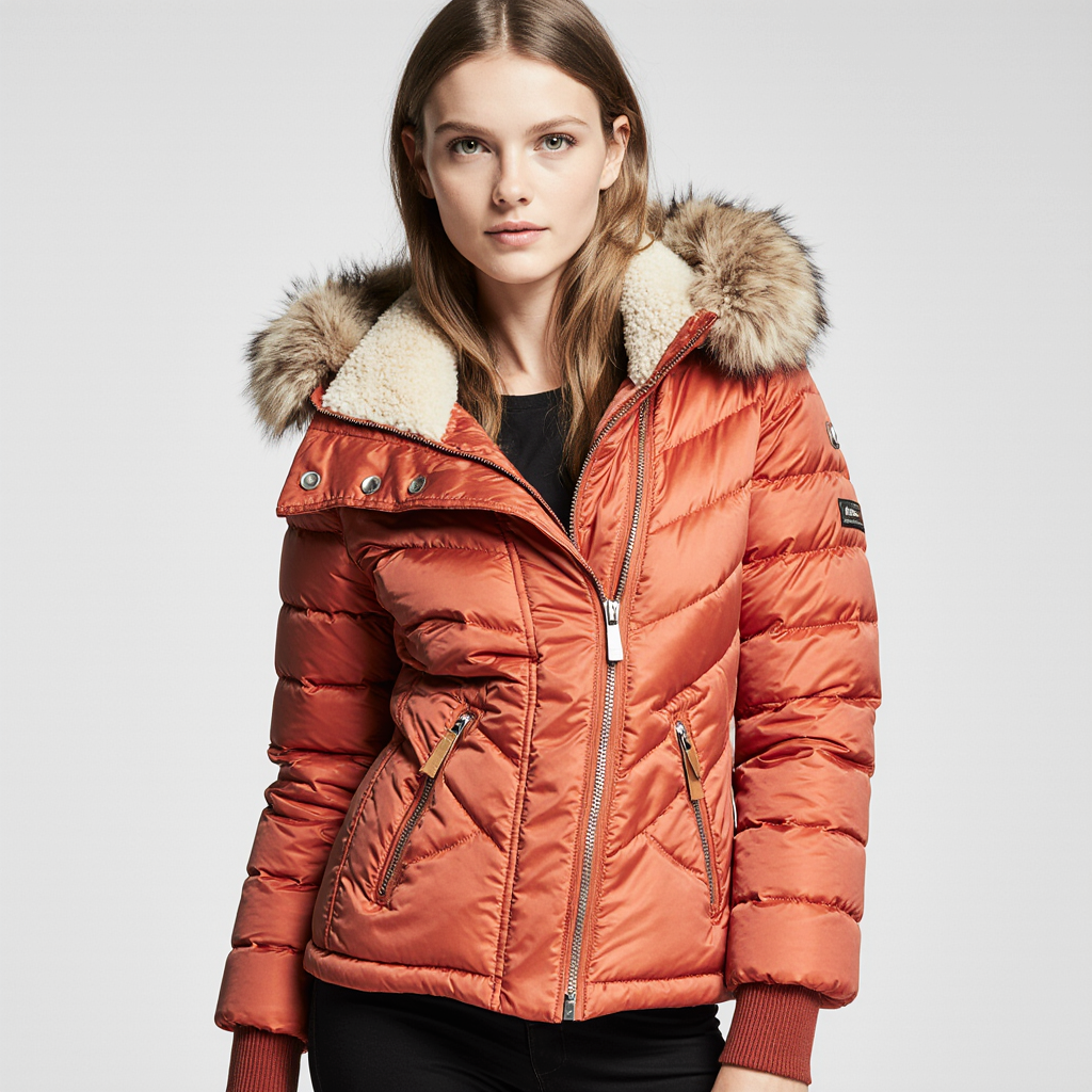 Annamarie I Puffer Jacket with Hood and Slim Fit Design